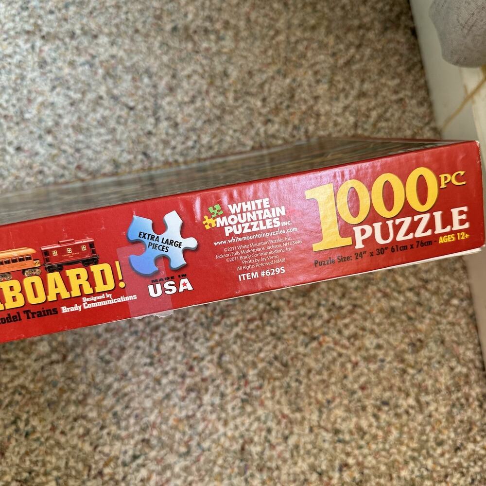 White Mountain Puzzles All Aboard Antique Model Trains 1000 Made in USA Complete - Picture 2 of 4